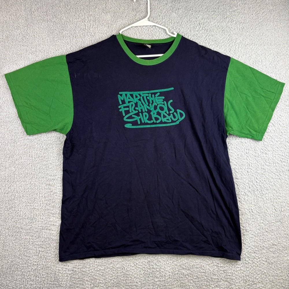 Vintage Marithe Francois Girbaud Shirt Mens XXL Blue Green Logo Graphic Y2K